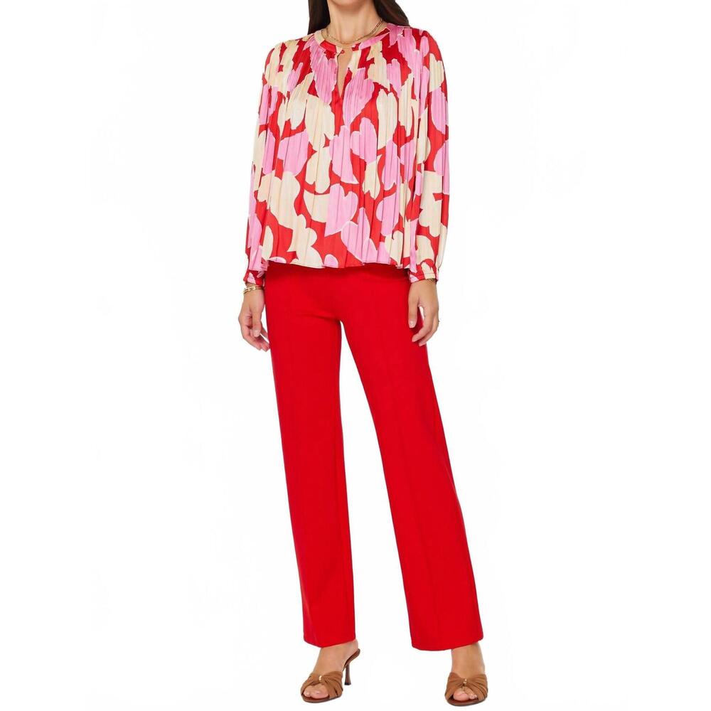 NEW NYLAND annalee abstract heart printed blouse in red multi